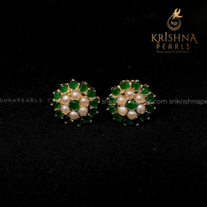 Traditional Pearl Emerald Studs