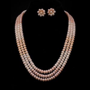Designer White Pink Pearl Set